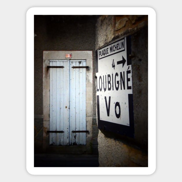 Loubille, Street Signs at Dusk Sticker by JonDelorme